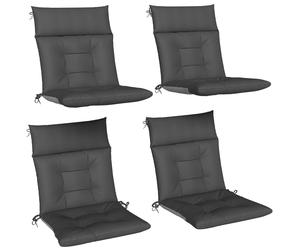 Outsunny Set de 4 Cojines para Sillas, Cojines para Jardín, Colchones de Banco con Respaldo, Correas, Impermeables y Antideslizantes, para Interior y Exterior 112x53x8 cm, Gris Oscuro Gris oscuro