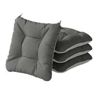 Outsunny Set de 4 Cojines para Sillas UV30+ 39,5x39,5x10 cm Gris Oscuro | Cojines para Jardín, Colchones de Silla con Lazos, Base Antideslizante, Impermeables, para Interior y Exterior