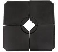 Outsunny Set de 4 Piezas Soporte Parasol Base para Sombrilla Rellenable de 20 kg de Agua o 30 kg de Arena Estable 100x100x9.5 cm Negro Aosom España