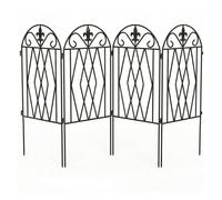 Outsunny Set de 4 Vallas de Jardín de Metal, 125x56 cm, Vallas de Jardín Exterior Decorativas con Diseño Arqueado, Resistente y Fácil de Instalar, para Huerto, Patio, Terraza, Césped, Negro