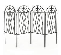 Outsunny Set de 4 Vallas de Jardín de Metal, 125x56 cm, Vallas de Jardín Exterior Decorativas con Diseño Arqueado, Resistente y Fácil de Instalar, para Huerto, Patio, Terraza, Césped, Negro