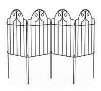 Outsunny Set de 4 Vallas de Jardín de Metal, 125x57 cm, Vallas de Jardín Exterior Decorativas con Diseño Arqueado, Resistente y Fácil de Instalar, para Huerto, Patio, Terraza, Césped, Negro