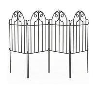 Outsunny Set de 4 Vallas de Jardín de Metal, 125x57 cm, Vallas de Jardín Exterior Decorativas con Diseño Arqueado, Resistente y Fácil de Instalar, para Huerto, Patio, Terraza, Césped, Negro