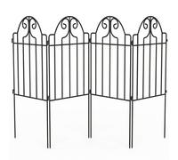 Outsunny Set de 4 Vallas Metálicas de Jardín con Diseño Arqueado, 125x57 cm, Negro Aosom España