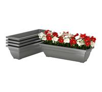 Outsunny Set de 5 macetas de plástico, 59 x 21 x 16 cm Set de macetas apilables, Maceta Resistente a la Intemperie, macetas para Interior y Exterior, Gris