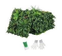 Outsunny Set de 6 Setos Artificiales Ocultación Jardín, 50x50 cm, Pantallas de Valla de Privacidad Tipo Milán, Fácil Montaje, Anti-UV, para Terraza, Balcón, Exterior, Decoración de Hojas, Verde