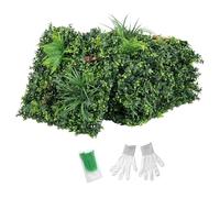 Outsunny Set de 6 Setos Artificiales Ocultación Jardín, 50x50 cm, Pantallas de Valla de Privacidad Tipo Milán, Fácil Montaje, Anti-UV, para Terraza, Balcón, Exterior, Decoración de Hojas, Verde