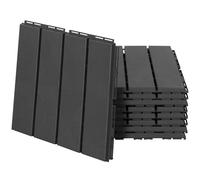 Outsunny Set de 9 Baldosas Cuadradas de 30x30 cm con Área de 0,81 m² Losetas Sistema de Clic para Balcón Terraza Jardín Negro Aosom España