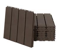 Outsunny Set de 9 Baldosas Cuadradas de 30x30 cm con Área de 0,81 m² Losetas Sistema de Clic para Balcón Terraza Jardín Marrón Aosom España