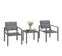 Outsunny Set de bistró de 3 Piezas, Set de jardín con 2 sillas de jardín de HDPE, mesita, Set de Mesa y sillas de de Metal, para Patio o balcón, Gris Oscuro