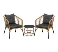 Outsunny Set de Bistrot de 3 Piezas Resistente a la Intemperie 1 Mesa Auxiliar 2 Sillas 62x65x78 cm Arena y Gris Oscuro Aosom España