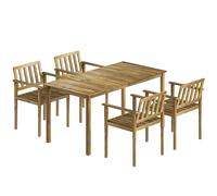 Outsunny Set de Comedor de Jardín 5 Piezas, Mesa y Sillas para 4 Personas, Teca Aosom España