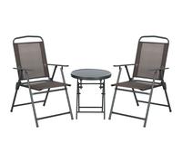 Outsunny Set de Jardín 3 Piezas con 2 Sillas 53.5x64x93 cm y Mesa de Café Ø45x50 cm, en Metal, Marrón