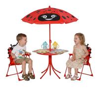 Outsunny Set de Mesa y Sillas Infantil de Jardín Plegable con Sombrilla Ajustable Rojo para Picnic al Aire Libre Aosom España