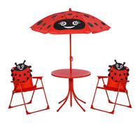 Outsunny Set de Mesa y Sillas Infantil de Jardín Plegable con Sombrilla Ajustable Rojo para Picnic al Aire Libre Aosom España