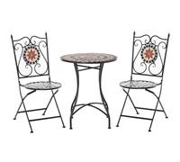 Outsunny Set de Muebles de Balcón para 2 Personas Mesa de Mosaico 2 sillas plegables Metal Multicolor Aosom España