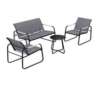 Outsunny Set de muebles de jardín para 4 personas Lounge transpirable con sofá de 2 plazas 2 sillones tejido tipo cuerda mesa redonda protectores de patas Aosom España