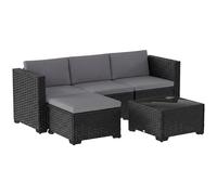 Outsunny Set Modular de Ratán 5 Piezas con Cojines, Sofá Esquinero Gris Aosom España