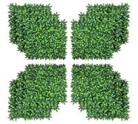 Outsunny seto artificial hojas de laurel pared cortavistas 12 paneles 50 x 50 cm malla extensible follaje realista de PE verde