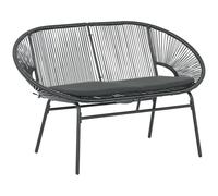 Outsunny Silla Acapulco de 2 Plazas con Cojines Patio 132x72x83 cm Negro | Sofá Acapulco, Silla de Jardín, Reposabrazos, Marco de Acero, Carga 260 kg, Terraza, Balcón