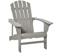 Outsunny Silla Adirondack de Madera Silla de Jardín con Asiento Extra Ancho Carga 150 kg para Patio Terraza Balcón 78x89x88 cm Gris Claro