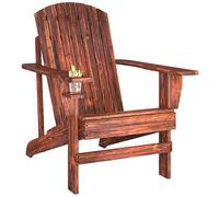 Outsunny Silla Adirondack de Madera Silla de Jardín con Reposabrazos y Respaldo Alto para Terraza Balcón Exterior 72x95x93 cm Marrón