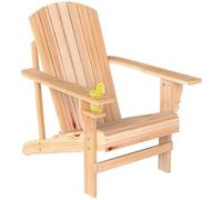 Outsunny Silla Adirondack de Madera Silla de Jardín con Reposabrazos y Respaldo Alto para Terraza Balcón Exterior 72x95x93 cm Natural