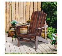 Outsunny Silla Adirondack de Madera Silla de Jardín con Reposabrazos y Respaldo Alto para Terraza Balcón Exterior 72x95x93 cm Marrón