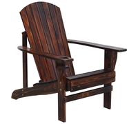 Outsunny silla adirondack de madera silla de jardín con reposabrazos y respaldo alto para terraza balcón exterior 72x95x93 cm marrón