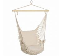 Outsunny Silla Colgante Columpio Hamaca Barra de Madera 120 kg Crema