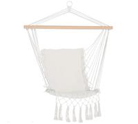Outsunny Silla Colgante con Borlas Silla Columpio de Algodón Estilo Moderno para Interior y Exterior Carga 120 kg Blanco Aosom España