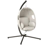 Outsunny Silla colgante con estructura, cesta plegable con acolchado grueso del asiento, altura regulable, cinturón de seguridad hasta 120 kg Aosom España