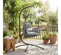Outsunny Silla Colgante con Soporte Cesta Plegable Reposacabezas Gris Oscuro Gris oscuro
