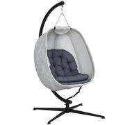 Outsunny Silla Colgante en Forma de Huevo para Uso Exterior, Columpio Colgante Plegable con Estructura, Cojines de Asiento, Hamaca para 1 Persona, Columpio Silla de Interior al Aire Libre, terraza,