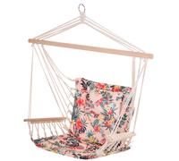 Outsunny Silla Colgante Estampado Floral Hamaca con Cojín Reposacabezas para Interior Exterior 100x106 cm Carga Máx. 100 kg