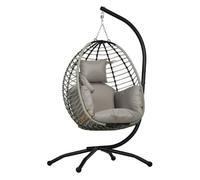 Outsunny Silla colgante huevo 110x100x188 cm gris y negro