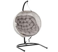 Outsunny Silla Colgante Huevo con Soporte Portavasos 120 kg Arena y Negro