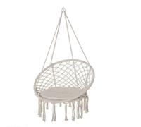 Outsunny Silla Colgante Redonda Hamaca Columpio con Cojín Cuerda de Algodón para Interior Exterior 80x80x42 cm Beige Aosom Españ