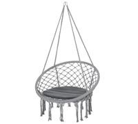 Outsunny Silla Colgante Redondo Silla Hamaca Columpio con Cojín y Cuerda de Algodón para Interior y Exterior 80x80x42 cm Gris Aosom España