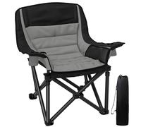 Outsunny Silla de camping plegable y portátil con portavasos, bolsillos laterales y bolsa de transporte, Negro