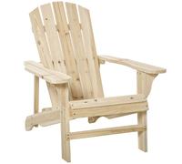 Outsunny Silla de Jardín Adirondack Asiento Extra Ancho Carga 150 kg para Patio Terraza Balcón 78x89x88 cm Natural Aosom España
