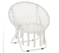 Outsunny Silla de Jardín Plegable Redonda Tipo Papasan, Sillón de Luna Macramé, Algodón y Poliéster, Color Beige, Estilo Boho Chic