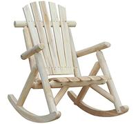 Outsunny Silla mecedora de jardín, estilo Adirondack, de madera de abeto, diseño ergonómico, color madera, 96 x 66 x 98 cm