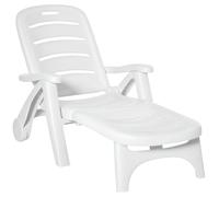 Outsunny Silla reclinable Plegable para Patio con Ruedas y Respaldo de 5 Posiciones