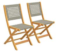 Outsunny Sillas de jardín 2 piezas Silla plegable FSC con asiento transpirable altura cómoda de madera maciza y polirratán Aosom España