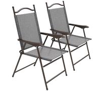 Outsunny Sillas Plegables 2er-Set, Silla jardín con Brazos Gris | Asiento de tela mesh transpirable, para adultos