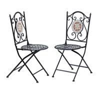 Outsunny Sillas Plegables Exterior Set de 2 Sillas de Jardín Bistro Asiento Mosaico de Acero para Terraza Balcón Carga 120kg Multicolor Aosom Españ