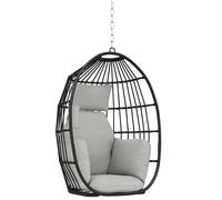 Outsunny Sillón Colgante Tipo Huevo Plegable con Cojines, 75x62x107 cm, Gris Oscuro Aosom España