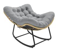 Outsunny Sillón columpio de ratán con cojín grueso, columpio de jardín hasta 120 kg Indoor Outdoor 87 x 110 x 70 cm Gris Aosom España