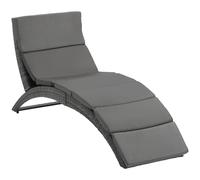 Outsunny Sillón de exterior tumbona plegable con colchón de gran comodidad de metal y resina trenzada - Gris Aosom España